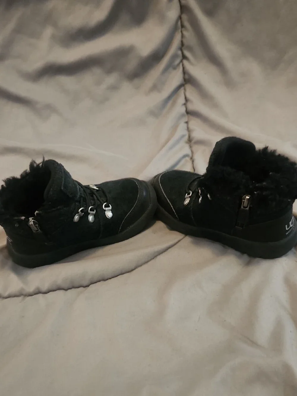 UGG Black Kids Faux-Fur Boots